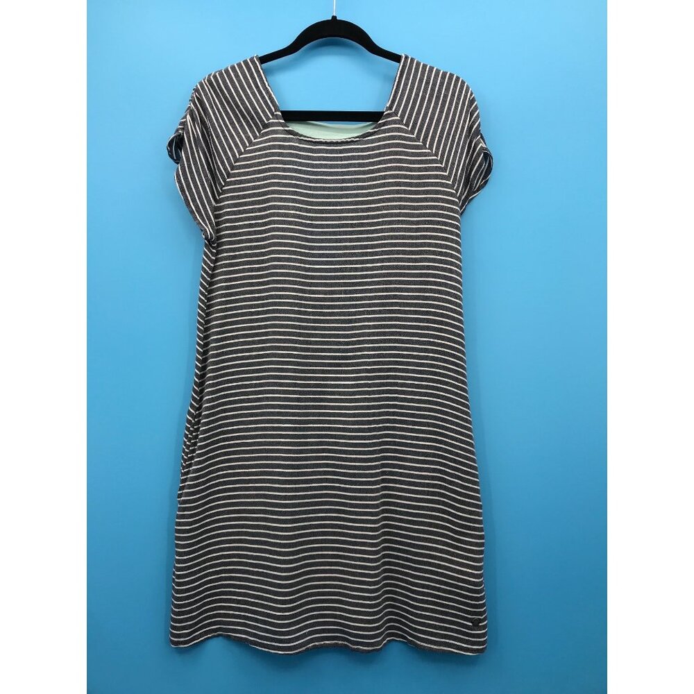 Roxy Striped Open Back Dress Blue White Medium NEW
